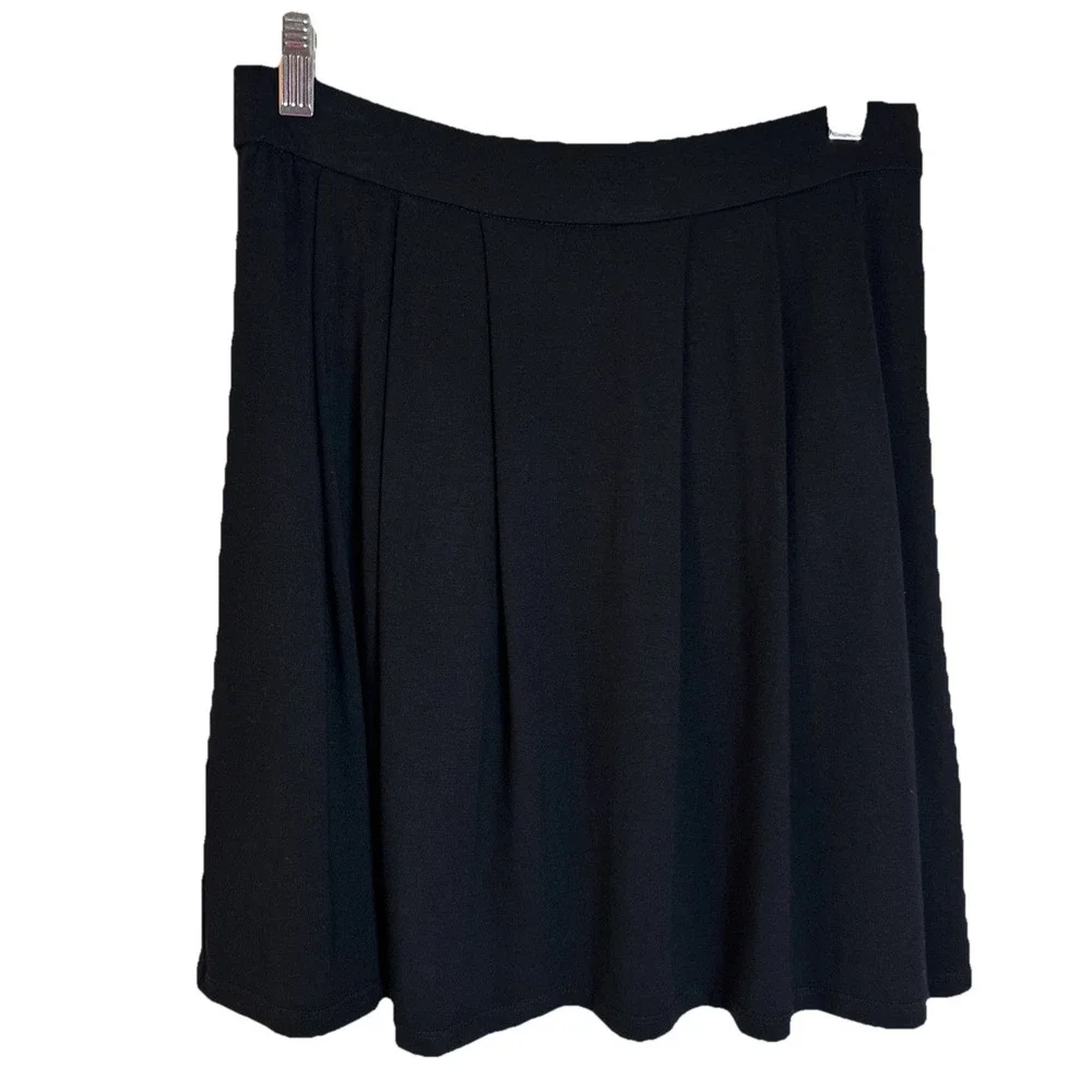 NWT Eileen Fisher‎ Black Pleated Mini Skirt Viscose Lycra Jersey Knit PS/PP